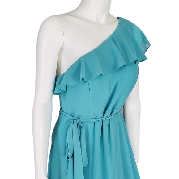 LEVKOFF Aqua Blue One Shoulder Floor-Length Bridesmaid/Prom Dress. Size … - Picture 7 of 14